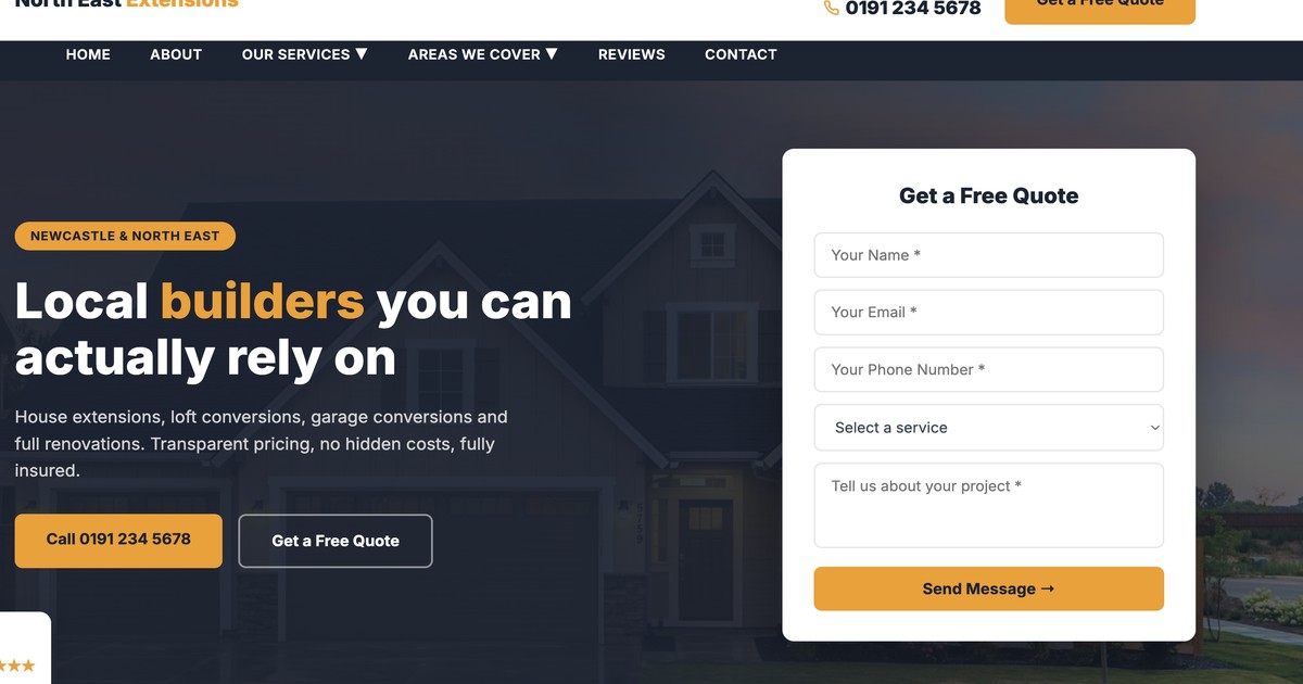 Tyne Plumbing & Heating website screenshot